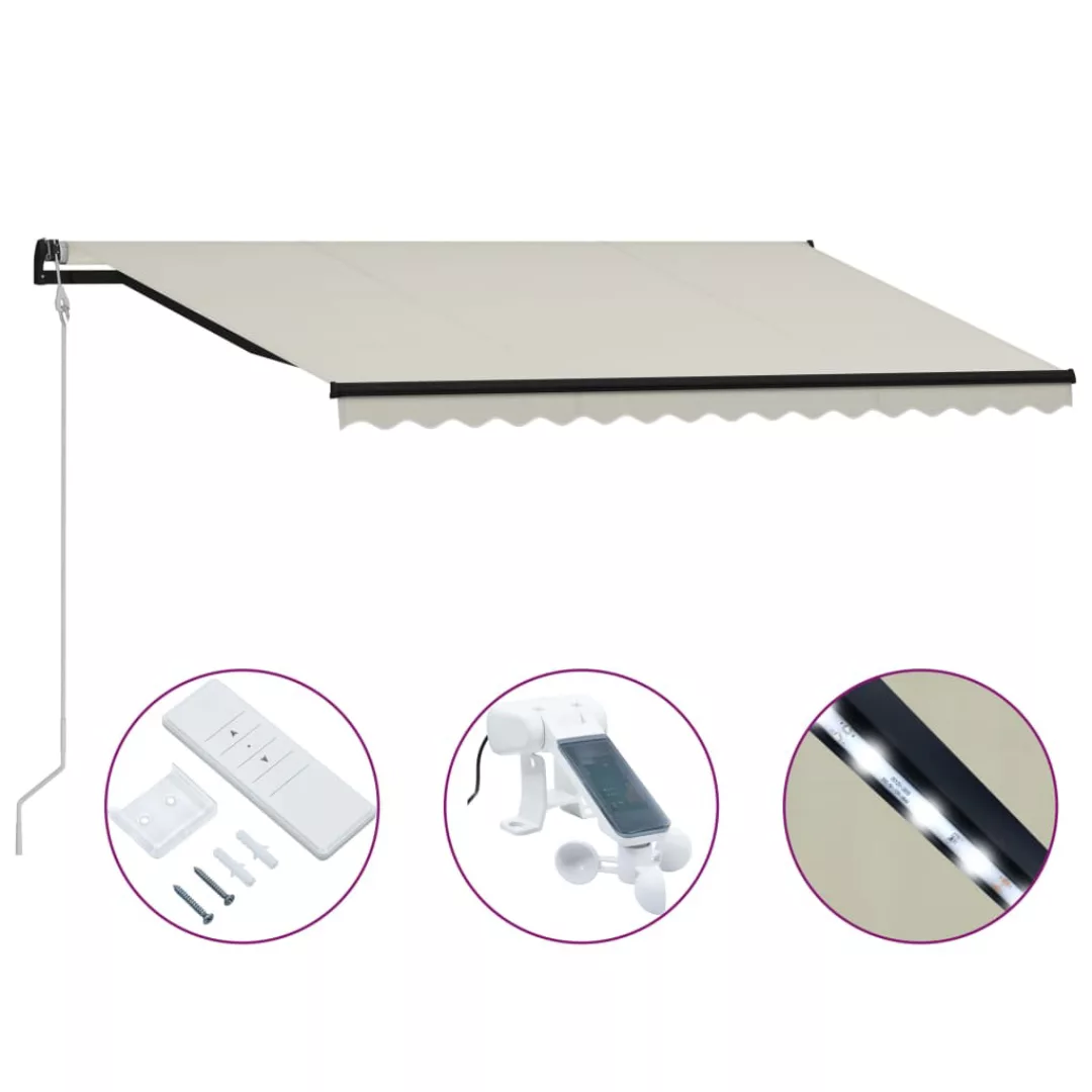 Einziehbare Markise Mit Windsensor & Led 400x300cm Creme günstig online kaufen