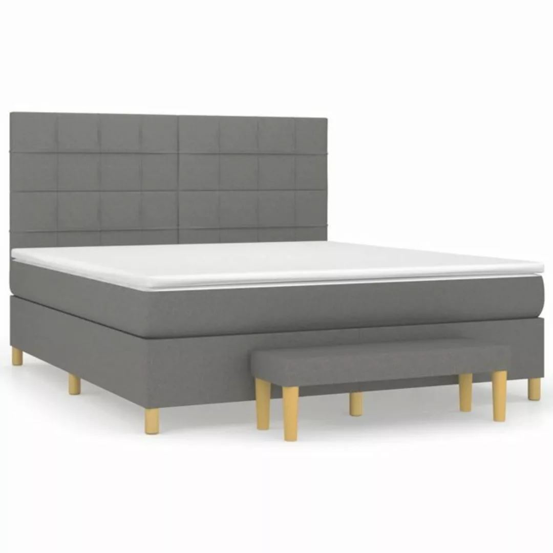 vidaXL Bettgestell Boxspringbett mit Matratze Dunkelgrau 160x200 cm Stoff B günstig online kaufen