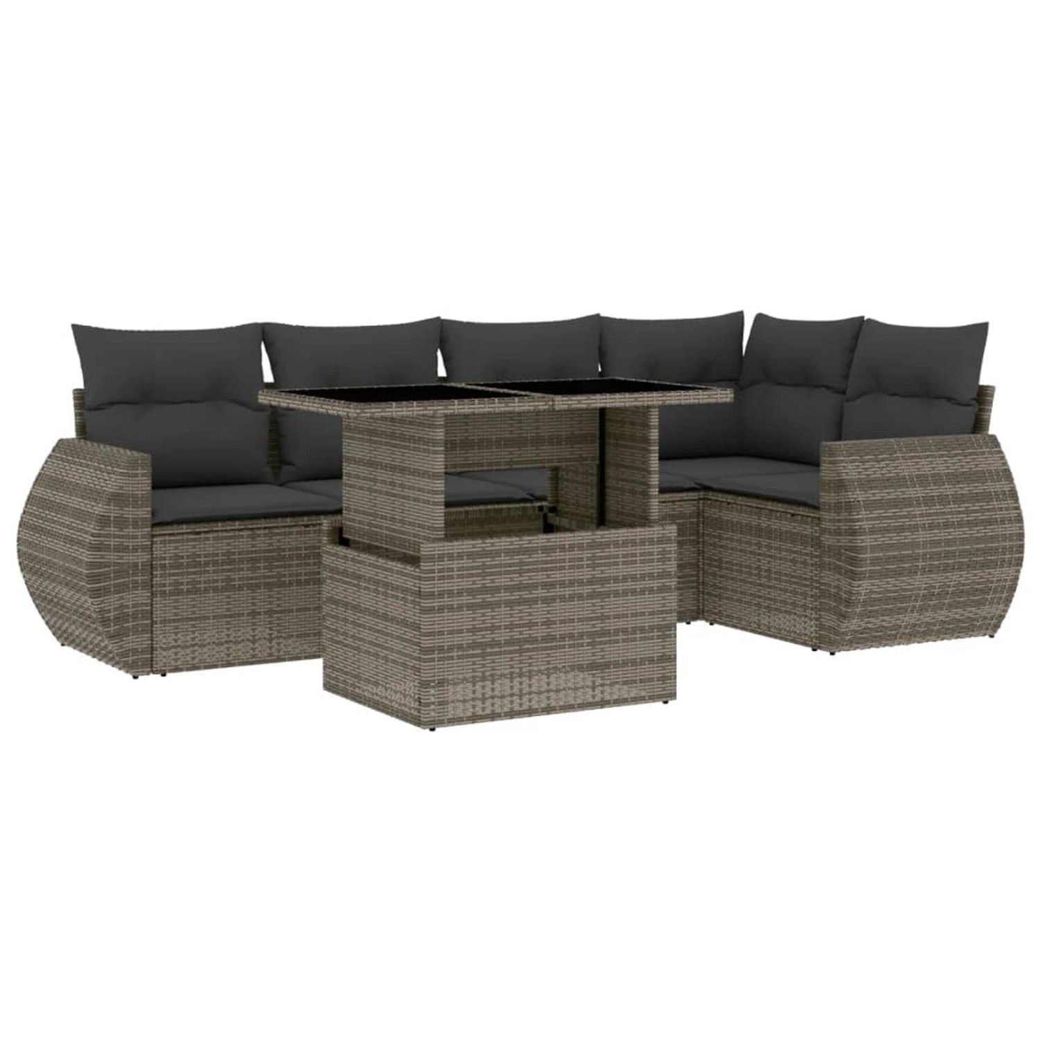 vidaXL 6-Tlg Garten-Sofagarnitur mit Kissen Grau Poly Rattan 3268520 günstig online kaufen