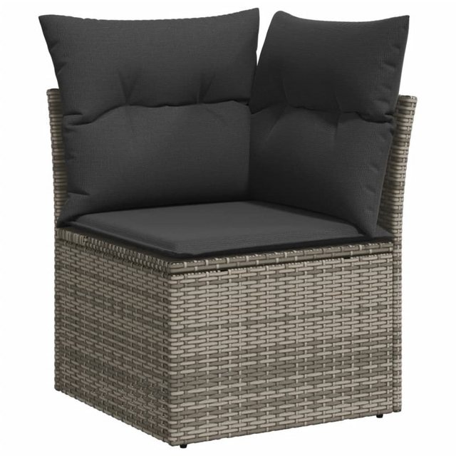 vidaXL Loungesofa Garten-Ecksofa mit Kissen Grau Poly Rattan, 1 Teile günstig online kaufen