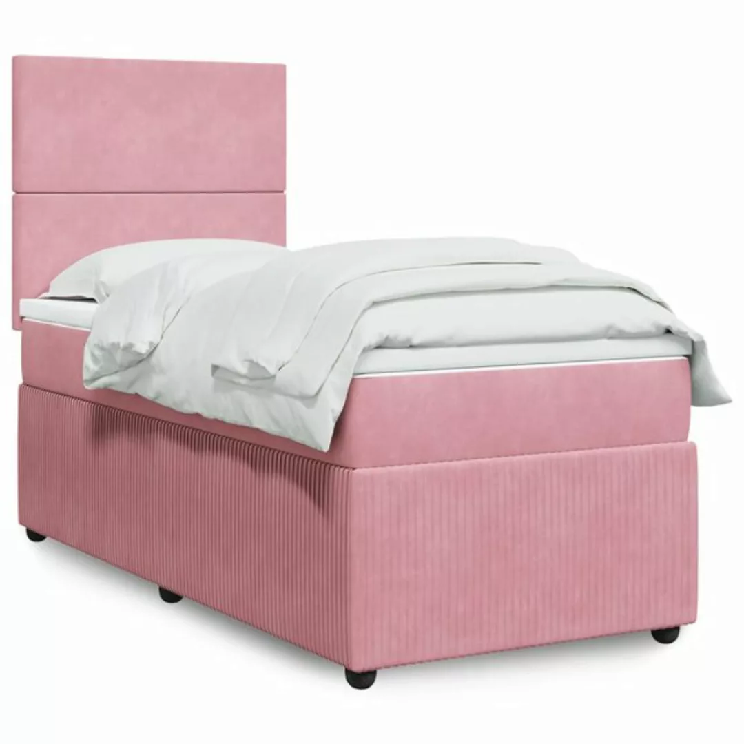 vidaXL Boxspringbett, Boxspringbett mit Matratze Rosa 90x200 cm Samt günstig online kaufen