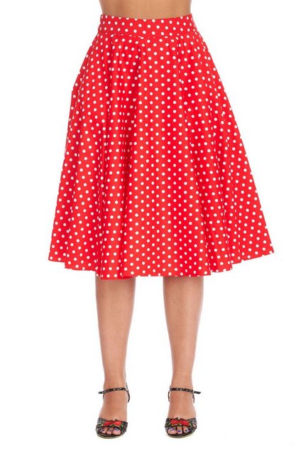 Banned A-Linien-Rock Polka Dot Days Rot Retro Vintage Swing Skirt High Wais günstig online kaufen