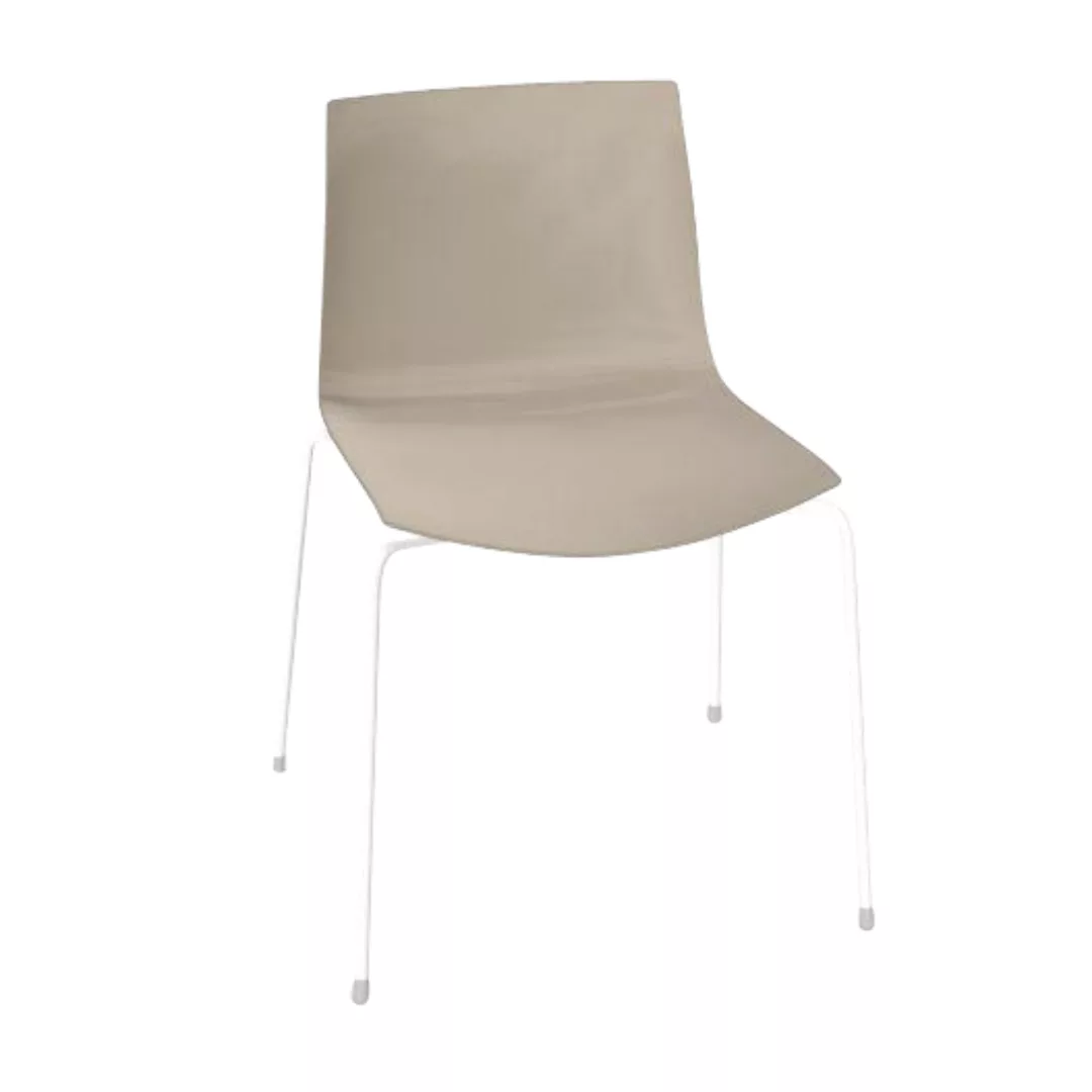 Arper - Catifa 46 0251 Stuhl einfarbig Gestell weiß - taubengrau/Außenschal günstig online kaufen
