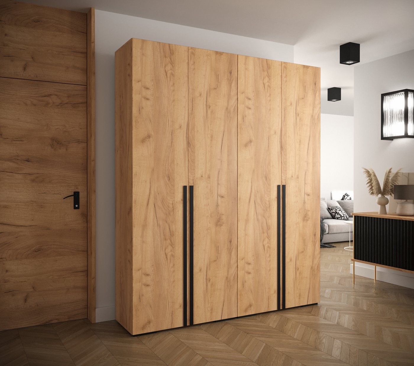 Beautysofa Kleiderschrank Moderne geräumige stilvolle Garderobe mit schwarz günstig online kaufen