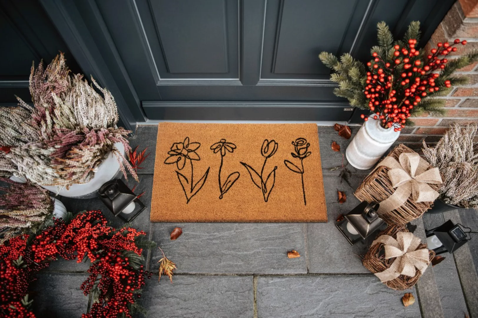 HANSE Home Fußmatte »Kokos Line-Art Flowers«, rechteckig, 15 mm Höhe, Schmu günstig online kaufen