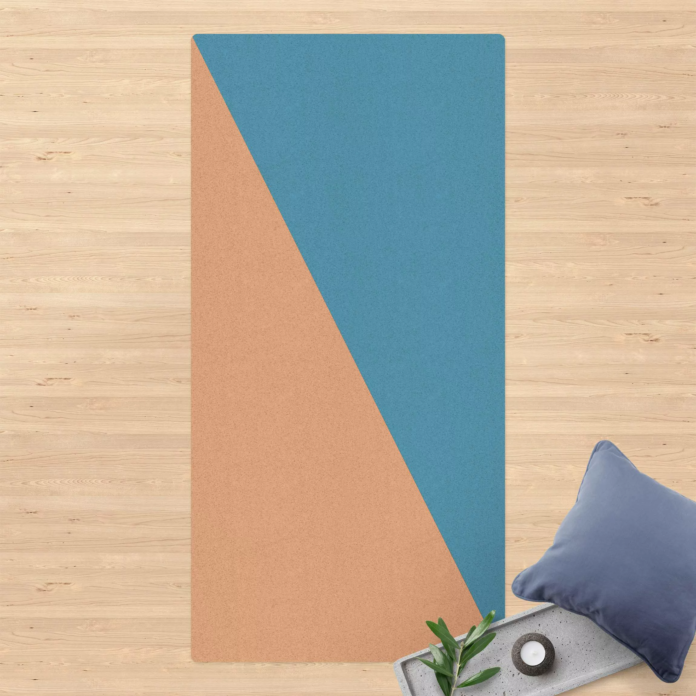 Kork-Teppich Einfaches Azurblaues Dreieck günstig online kaufen