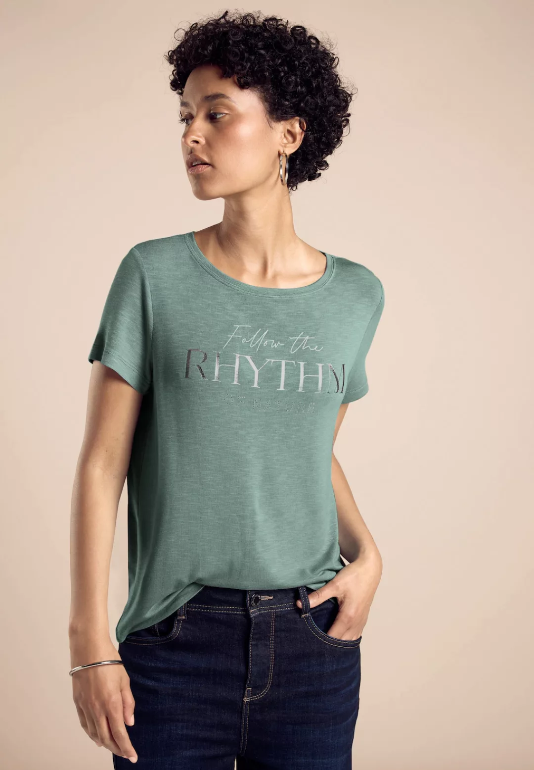 STREET ONE Rundhalsshirt "RHYTHM", mit Schriftzug günstig online kaufen