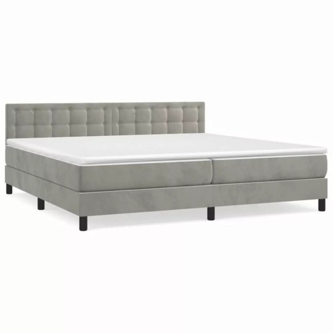 vidaXL Boxspringbett Boxspringbett mit Matratze Hellgrau 200x200 cm Samt Be günstig online kaufen