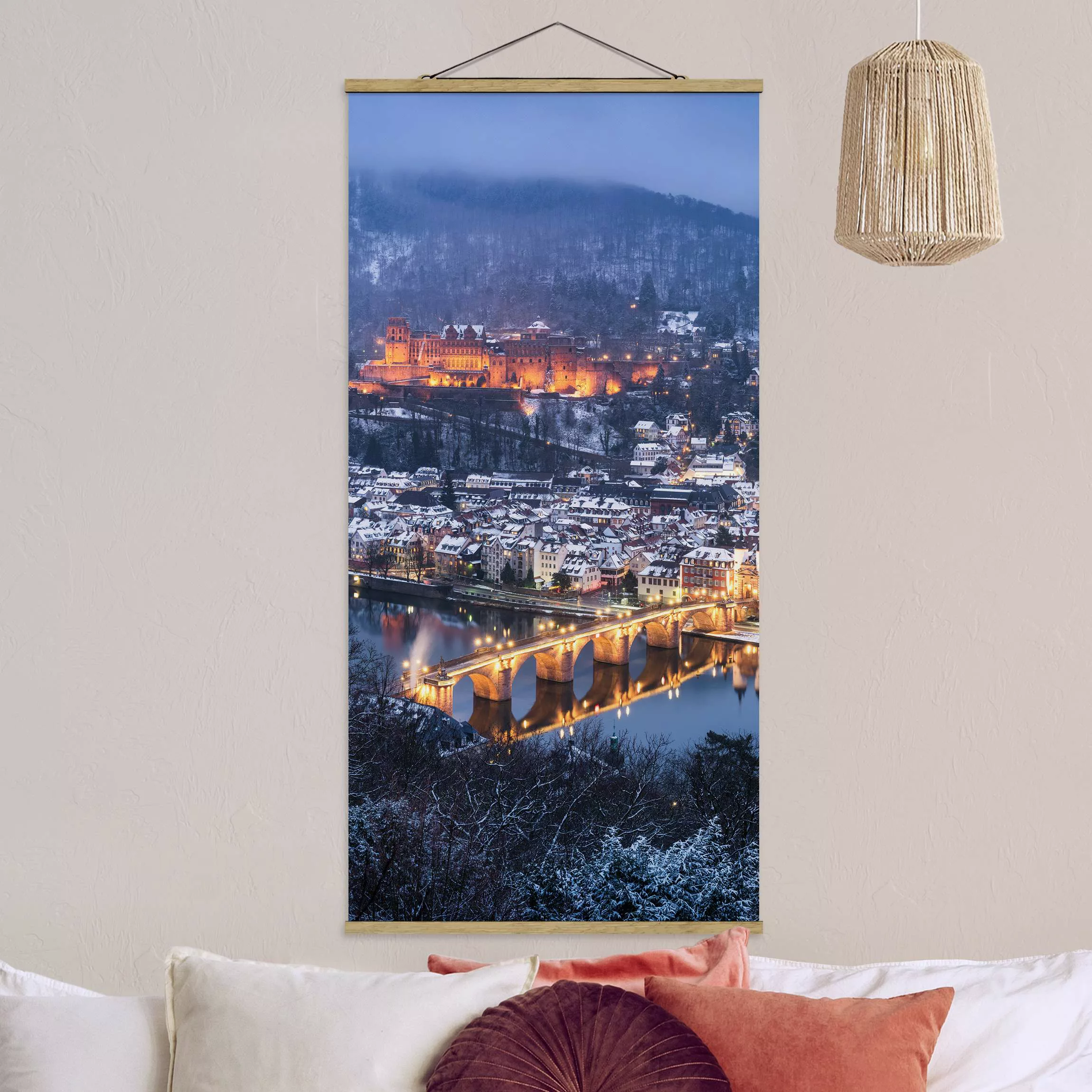 Stoffbild mit Posterleisten Winterliches Heidelberg günstig online kaufen