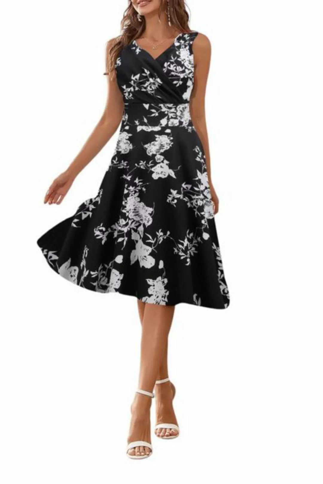 B.X Abendkleid Damen Freizeit Sommerkleid PartyKleid Gemustertes Kleid Druc günstig online kaufen