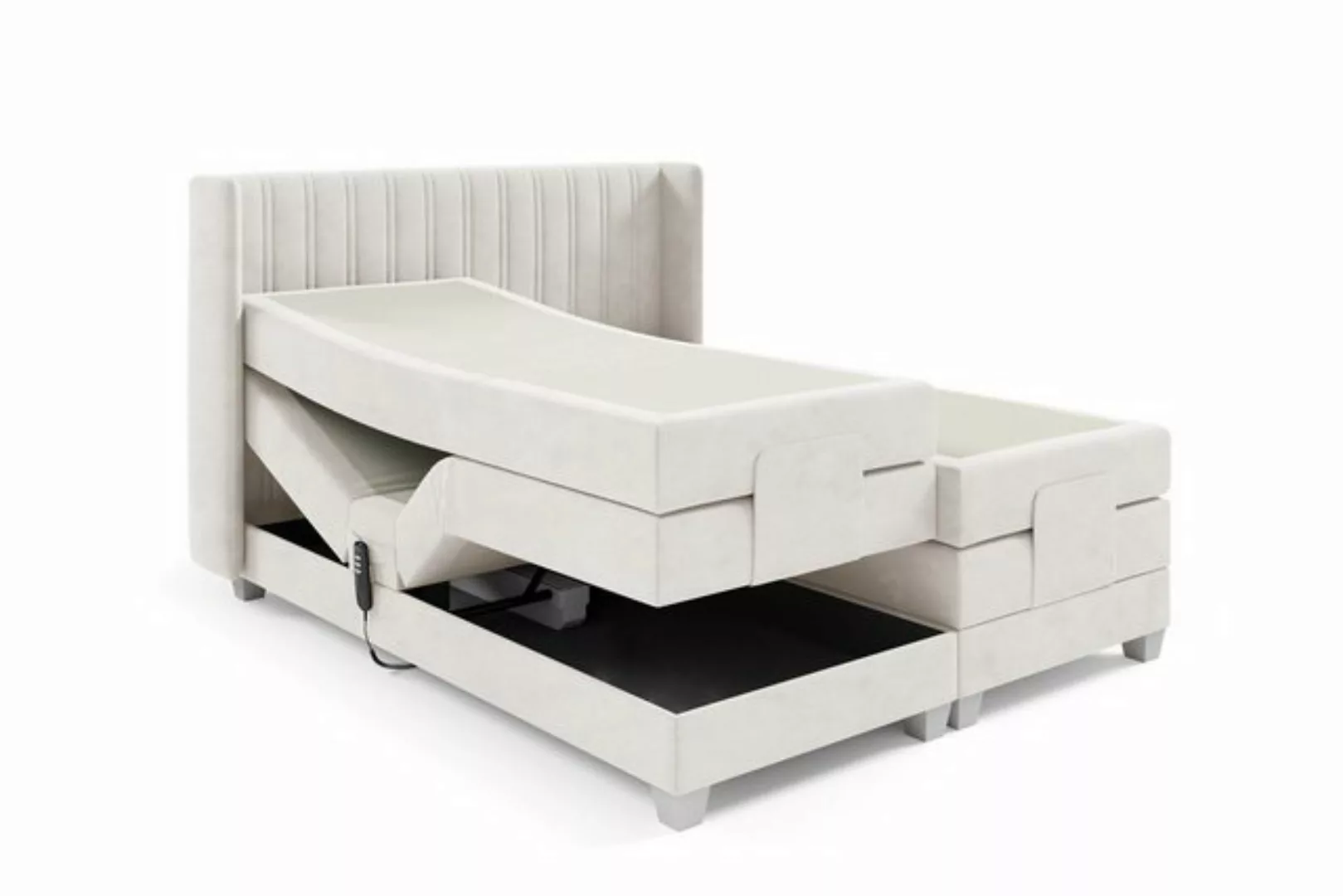 Fun Möbel Boxspringbett Schlafzimmerbett Elektrisches Bett MAGNUS in Stoff günstig online kaufen