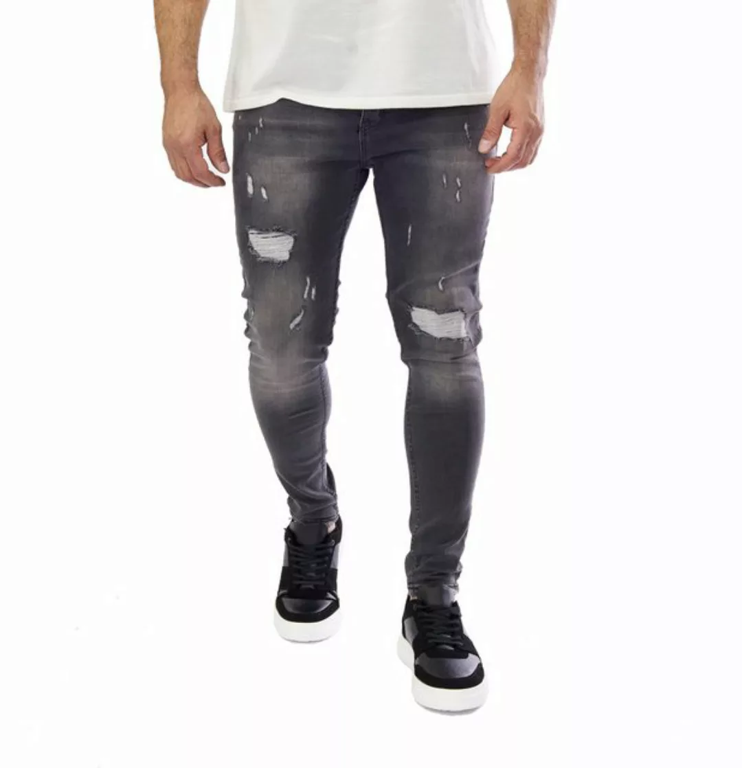 Denim Distriqt Skinny-fit-Jeans Lässige Herren Destroyed Skinny Jeans günstig online kaufen