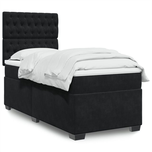 vidaXL Boxspringbett, Boxspringbett mit Matratze Schwarz 90x200 cm Samt günstig online kaufen