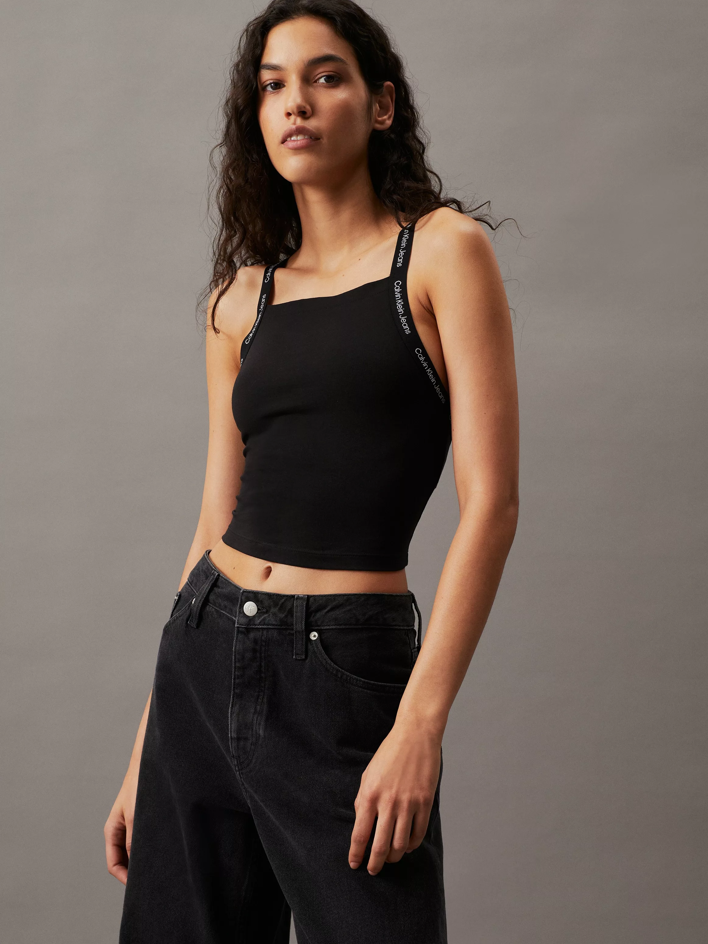 Calvin Klein Jeans Spaghettitop "LOGO ELASTIC STRAPPY TOP", mit Logoschrift günstig online kaufen