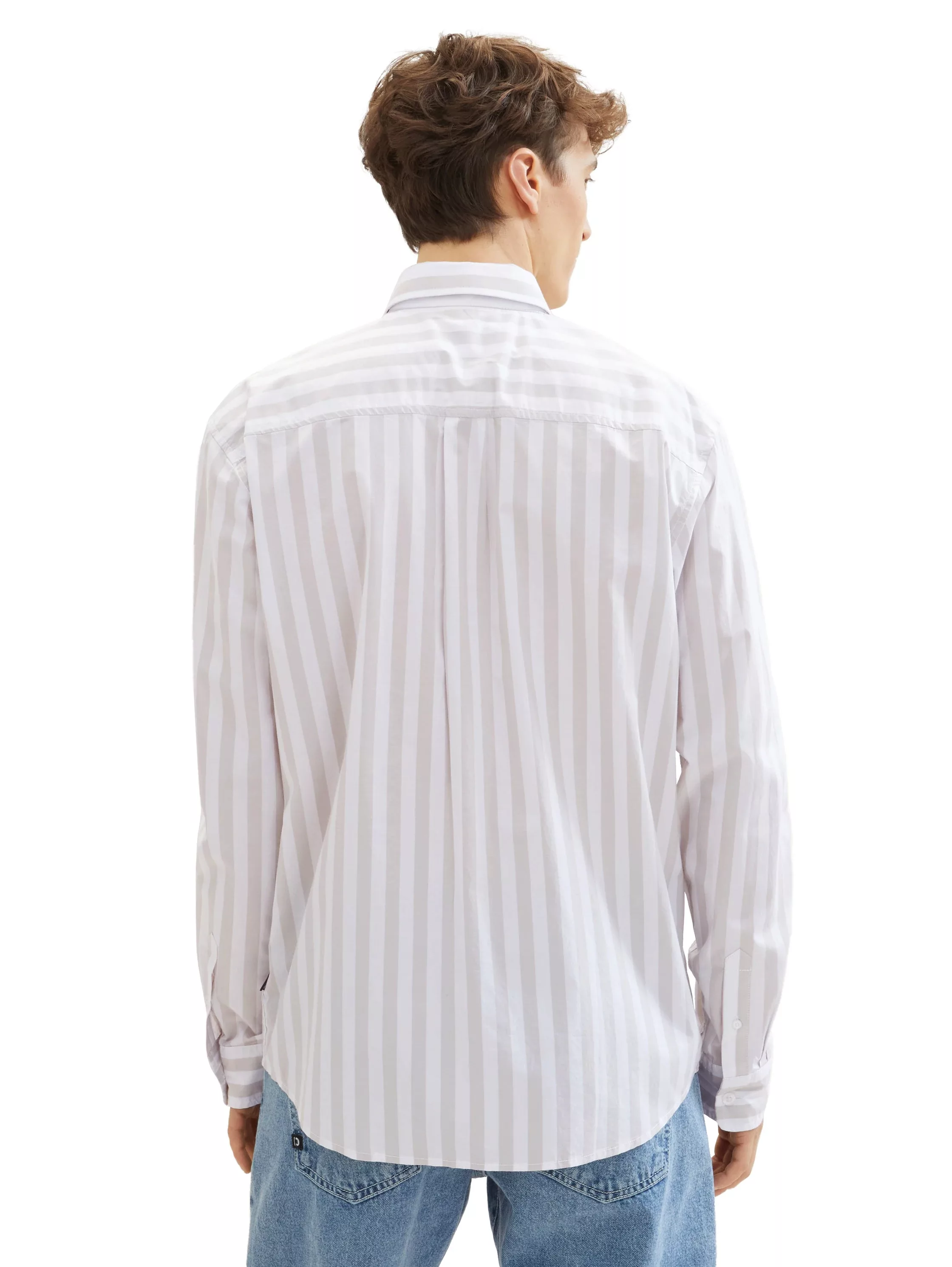TOM TAILOR Denim Langarmhemd gestreift und aus atmungsaktiver Baumwolle günstig online kaufen
