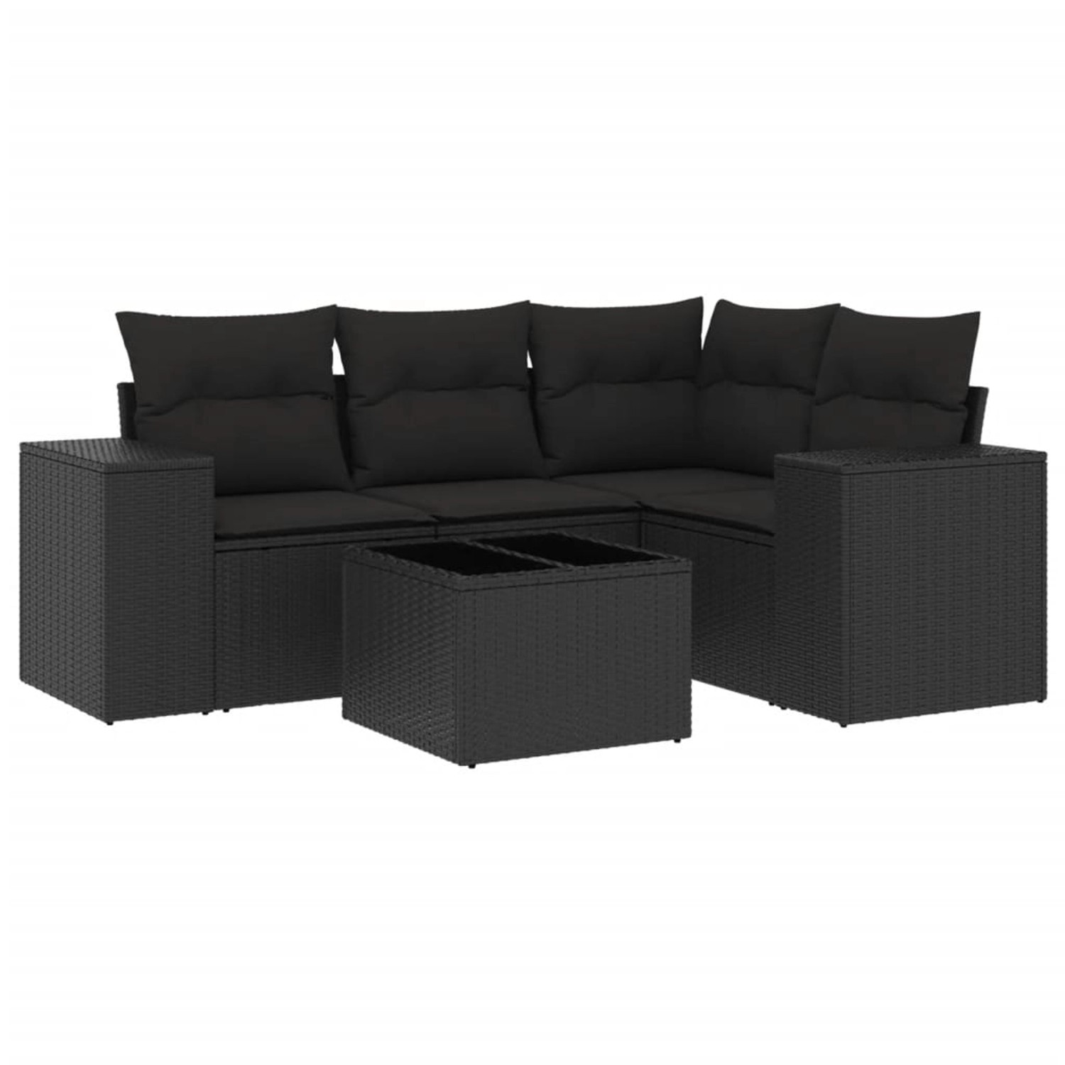 vidaXL 5-tlg Garten-Sofagarnitur mit Kissen Schwarz Poly Rattan Modell 113 günstig online kaufen