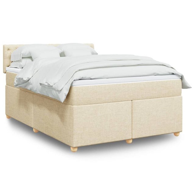 vidaXL Boxspringbett, Boxspringbett mit Matratze Creme 140x200 cm Stoff günstig online kaufen