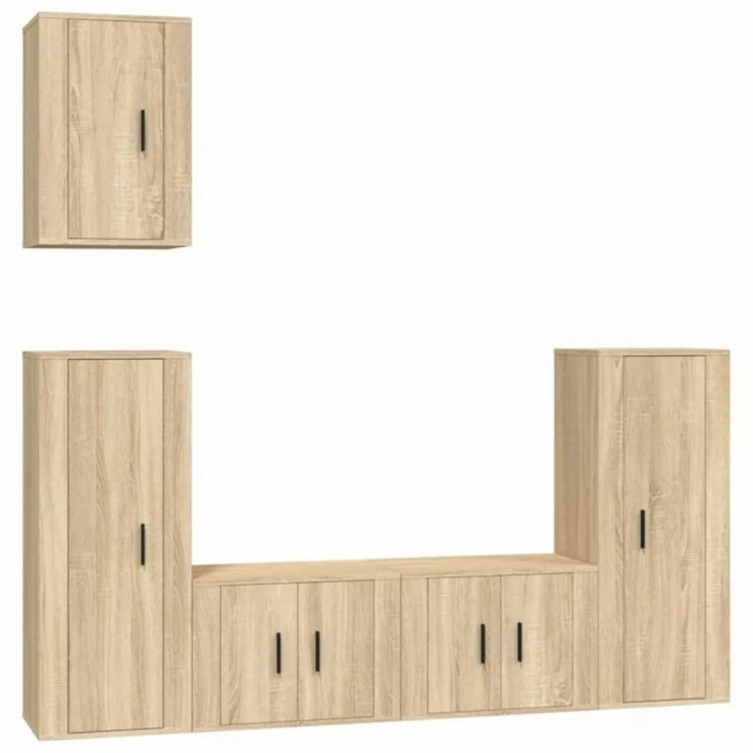 furnicato TV-Schrank 5-tlg. TV-Schrank-Set Sonoma-Eiche Holzwerkstoff günstig online kaufen