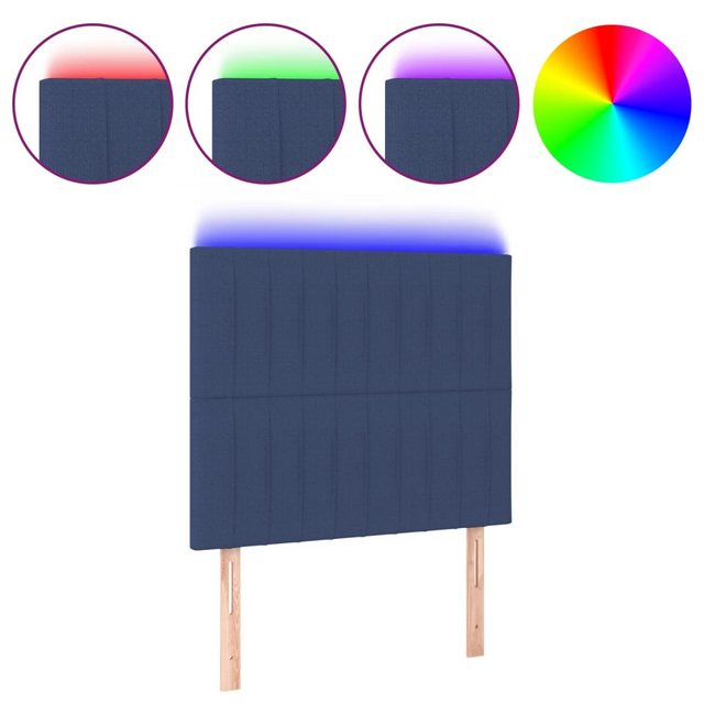 vidaXL Bett, LED Kopfteil Blau 90x5x118/128 cm Stoff günstig online kaufen