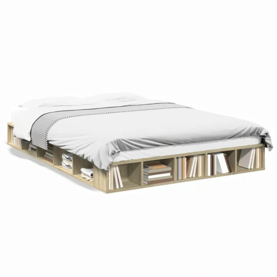 vidaXL Bett Bettgestell Sonoma-Eiche 150x200 cm Holzwerkstoff günstig online kaufen
