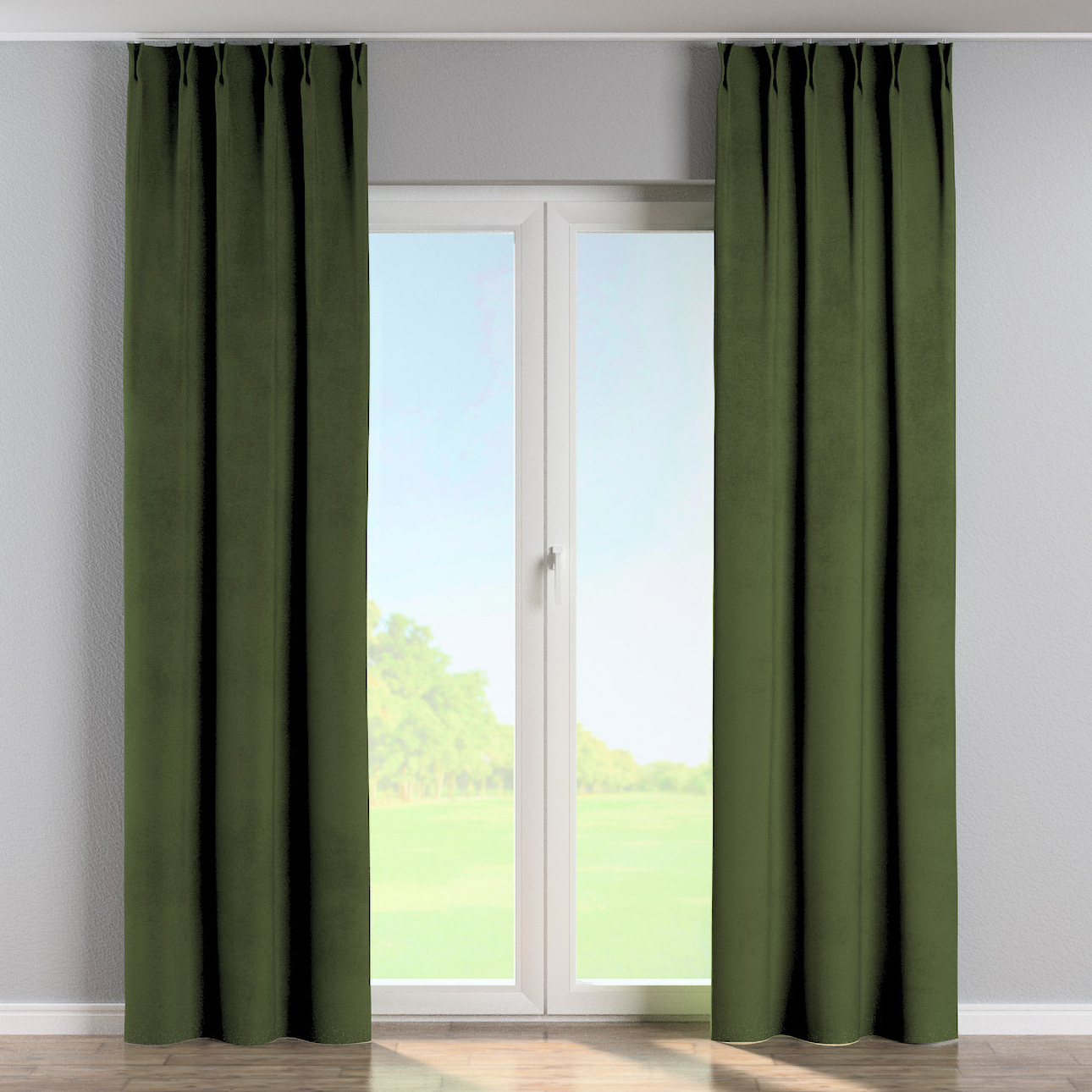 Vorhang mit flämischen 2-er Falten, waldgrün, Crema (185-87) günstig online kaufen