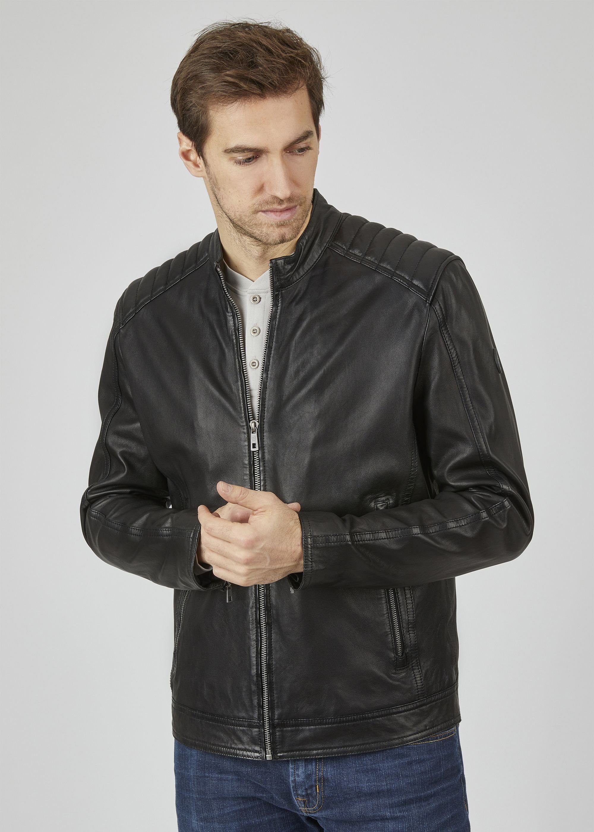 bugatti Lederjacke BUAPOLLO (1-St) mit Schultersteppung günstig online kaufen