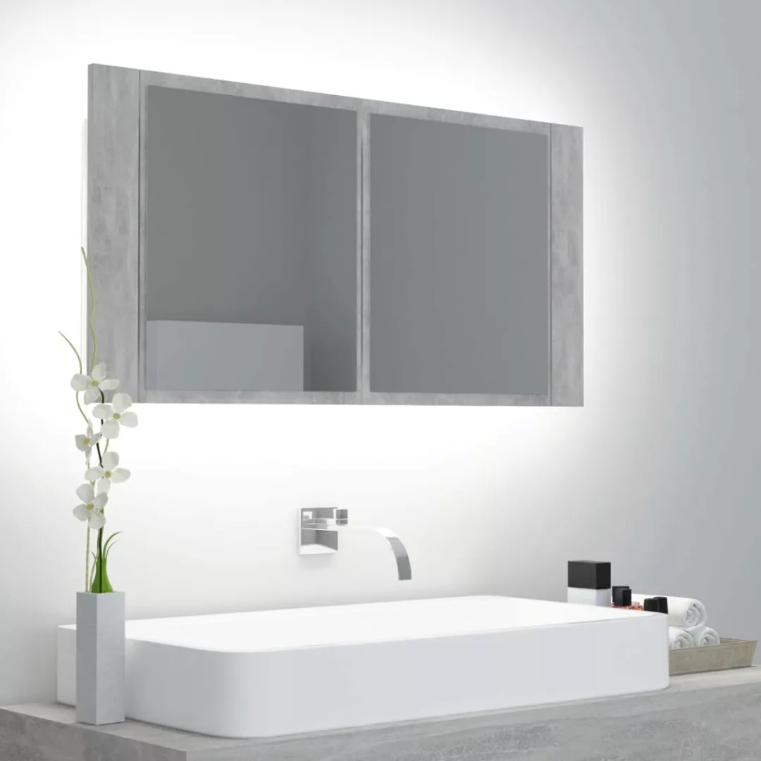 Led-bad-spiegelschrank Betongrau 90x12x45 Cm günstig online kaufen