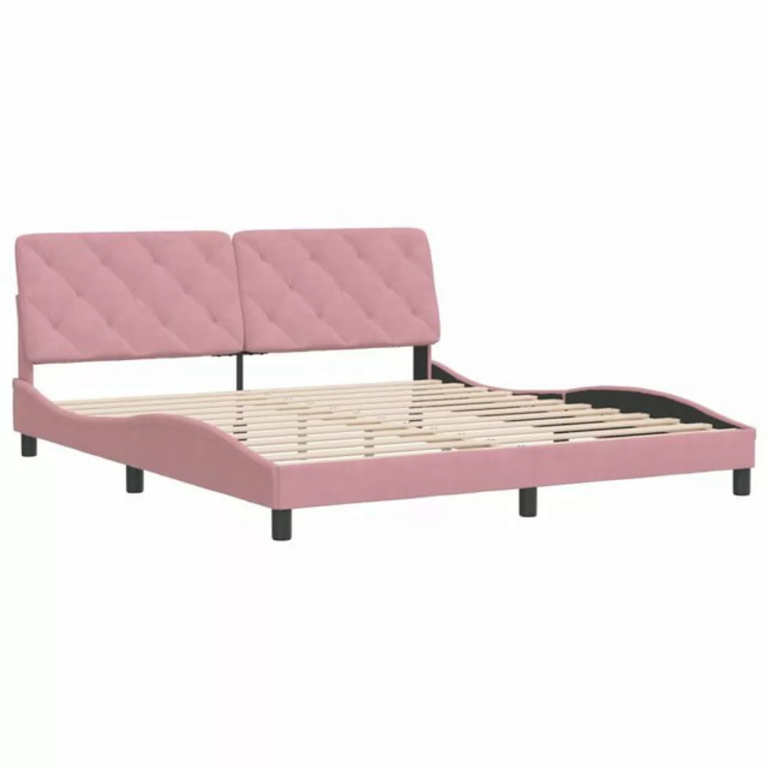 vidaXL Bett Bettgestell mit Kopfteil Rosa 180x200 cm Samt günstig online kaufen