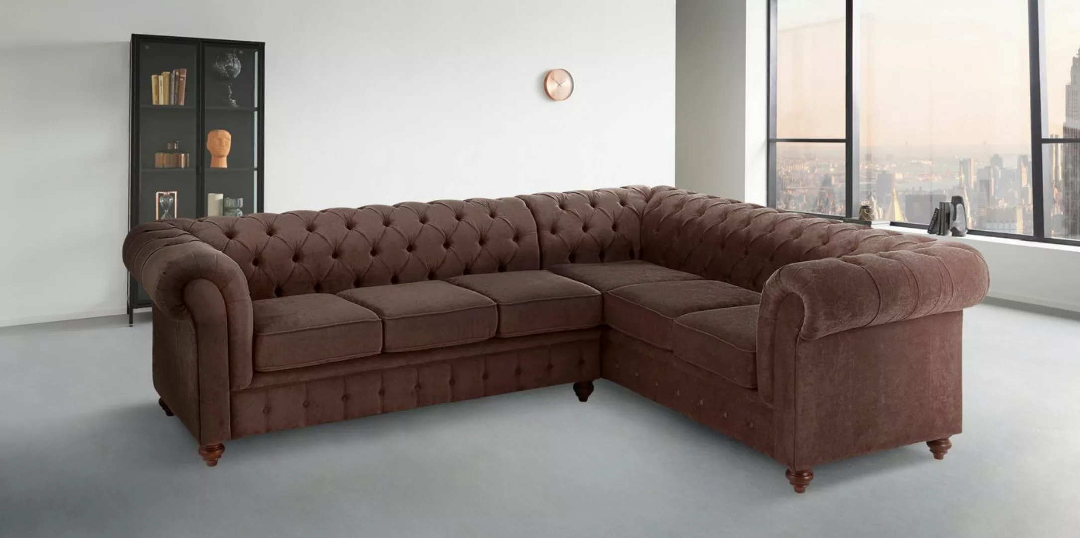 Home affaire Chesterfield-Sofa Chesterfield Ecksofa, auch in Leder L-Form, günstig online kaufen