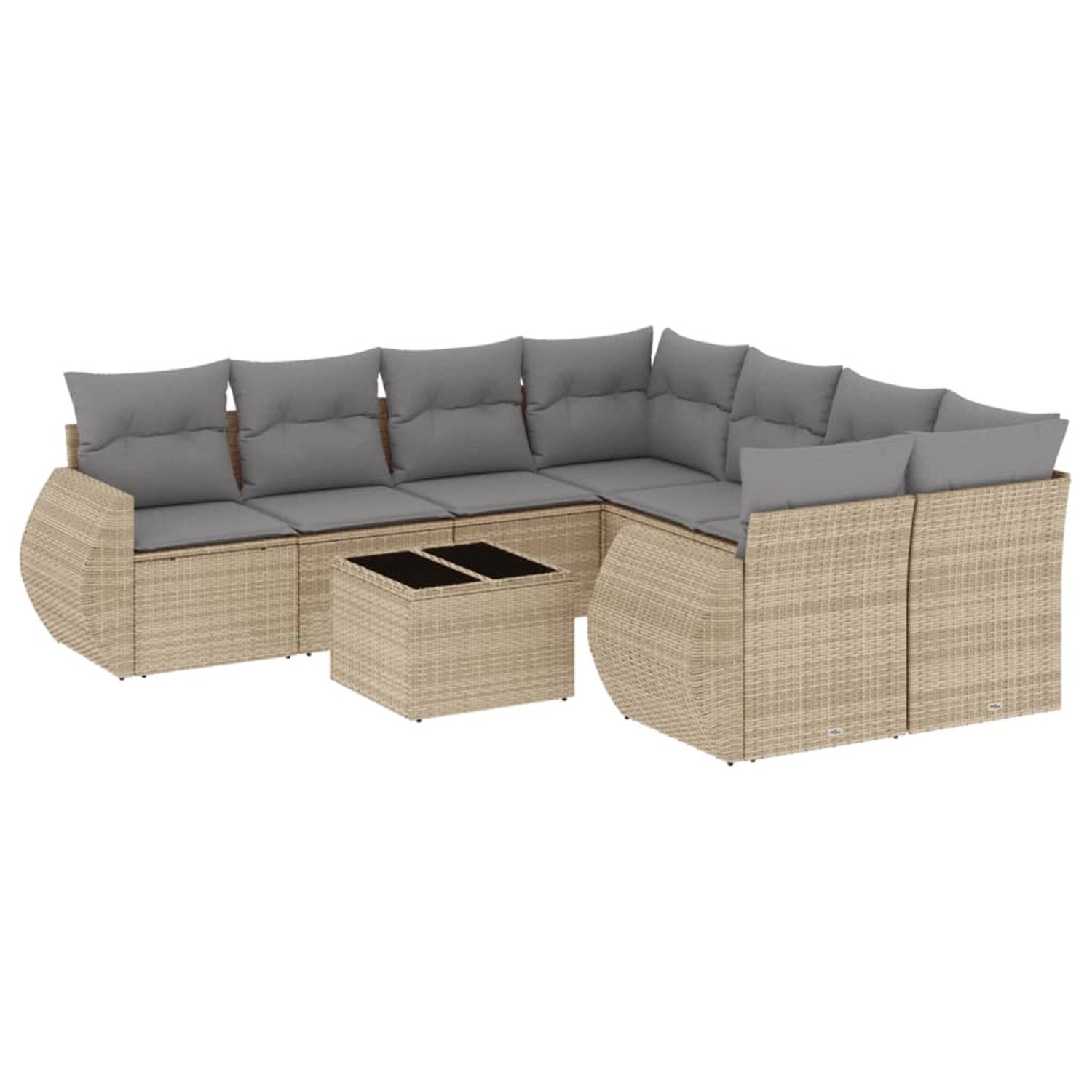 vidaXL 9-Tlg Garten-Sofagarnitur mit Kissen Beige Poly Rattan 3253496 günstig online kaufen