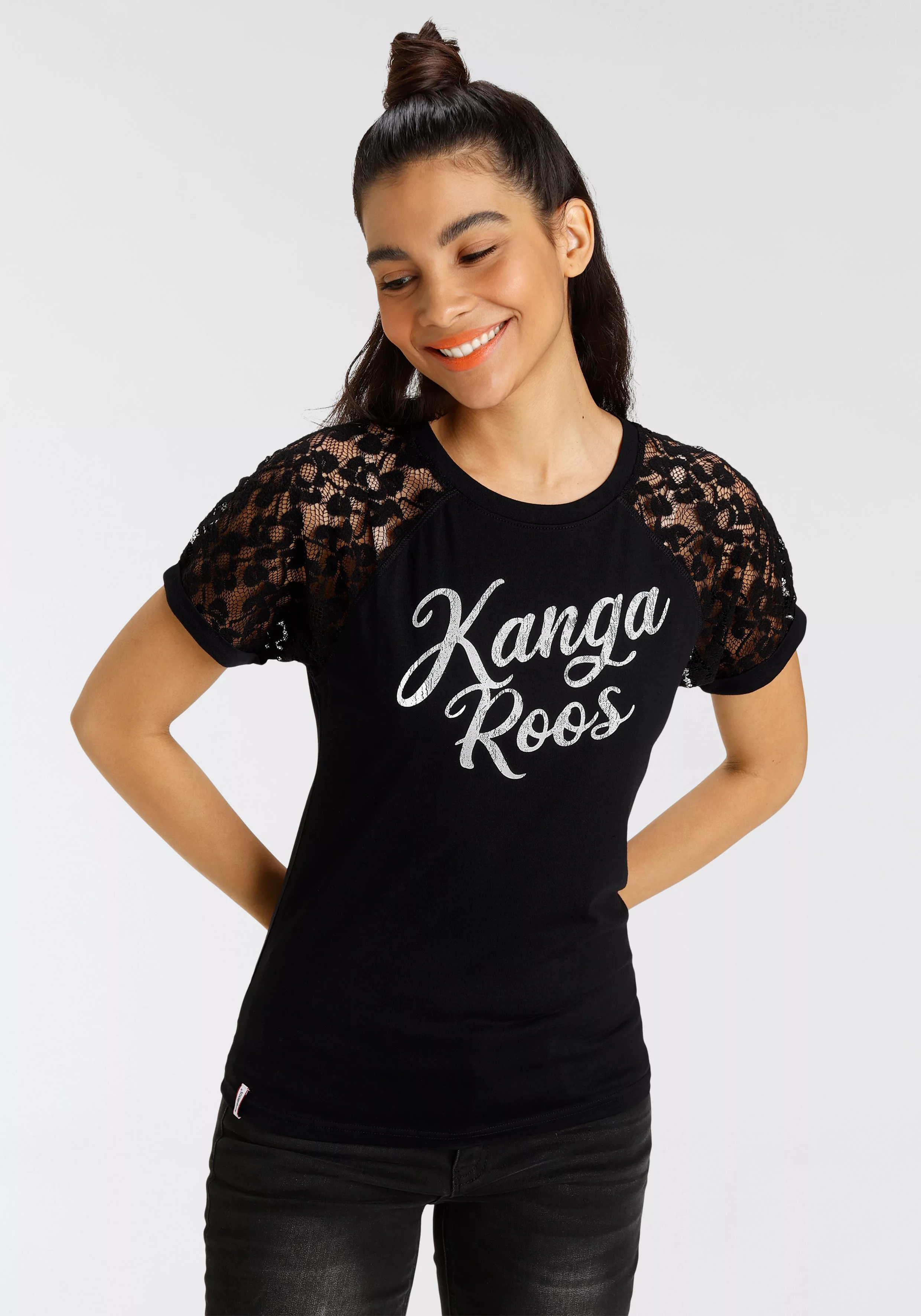 KangaROOS Spitzenshirt, mit Raglanärmeln und Markenschriftzug günstig online kaufen