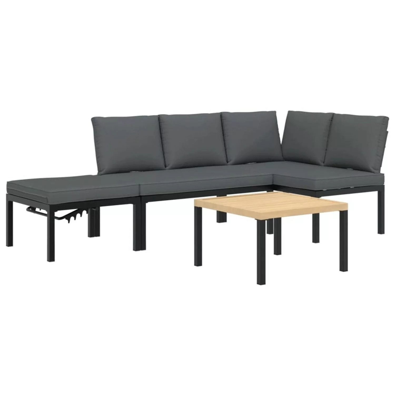 vidaXL 4-tlg Garten-Sofagarnitur mit Kissen Schwarz Aluminium Modell 4 günstig online kaufen