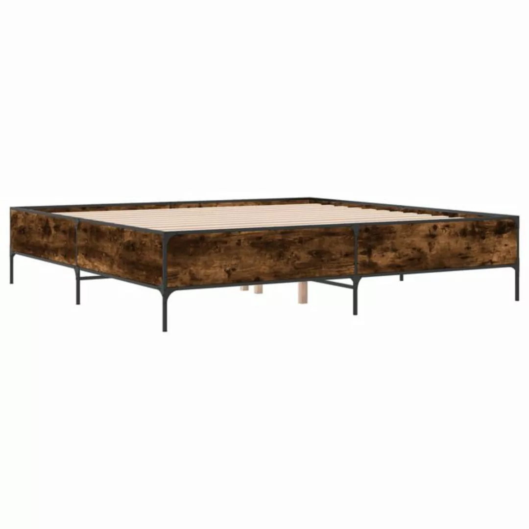 vidaXL Bett Bettgestell Räuchereiche 180x200 cm Holzwerkstoff und Metall günstig online kaufen