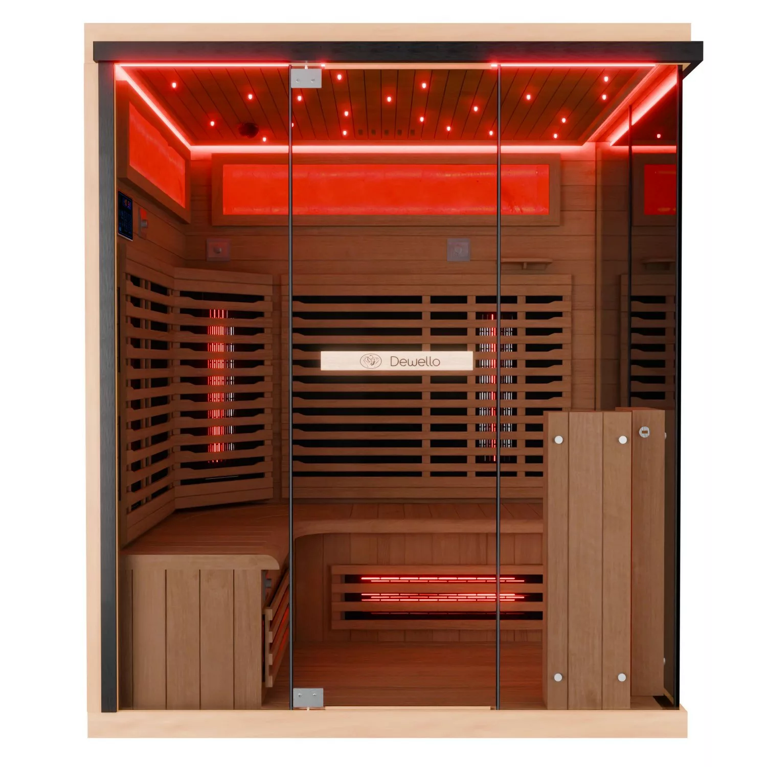 Dewello Infrarotkabine Sauna Kenora 160cm x 120cm 3 Personen Vollspektrum & günstig online kaufen