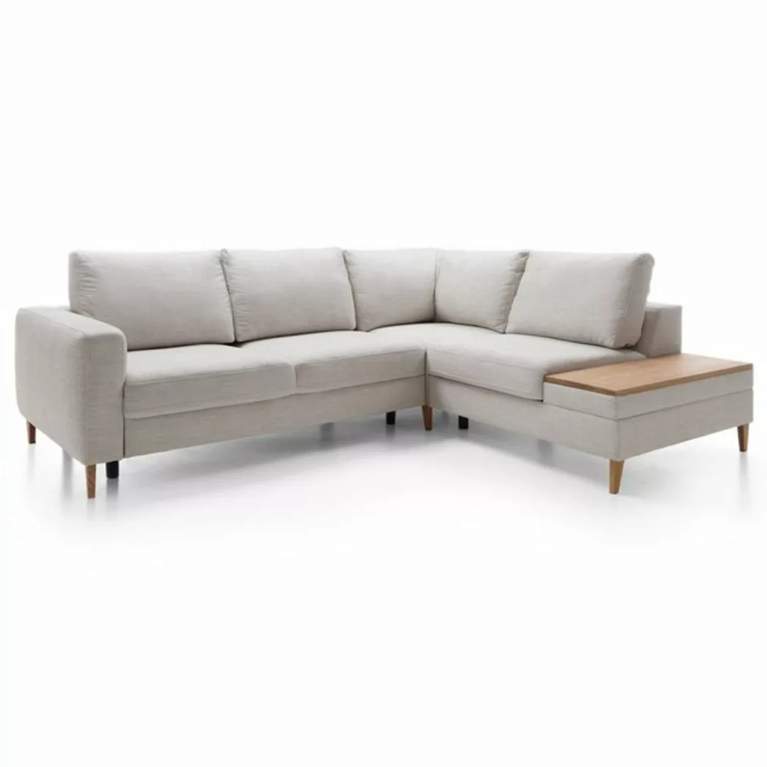 Ecksofa L-Form, Bettkasten, langer Schenkel links ADANA-155 beige-grau, B/H günstig online kaufen