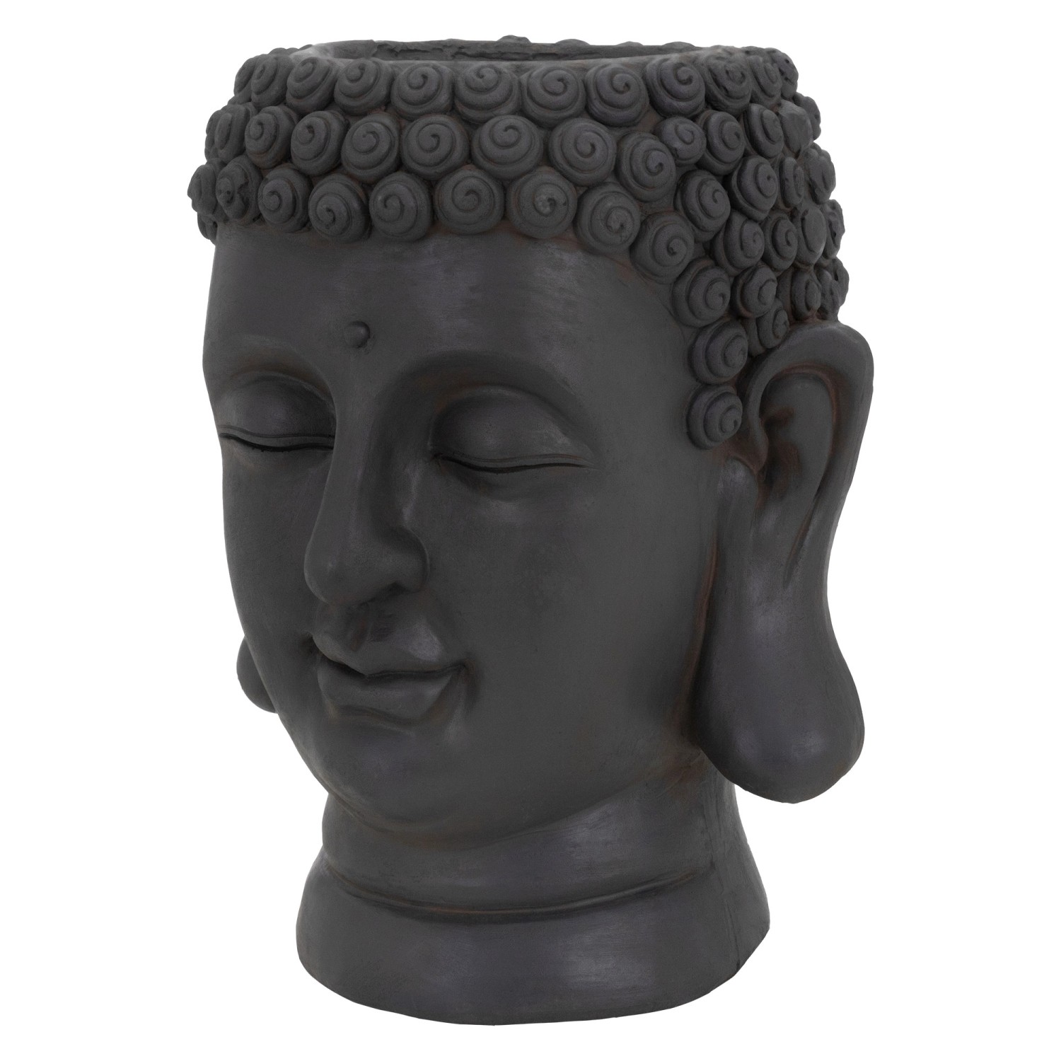 ML-Design Pflanztopf Buddha Figur Kopf 23x23x44 cm Anthrazit Harz Innen Auß günstig online kaufen