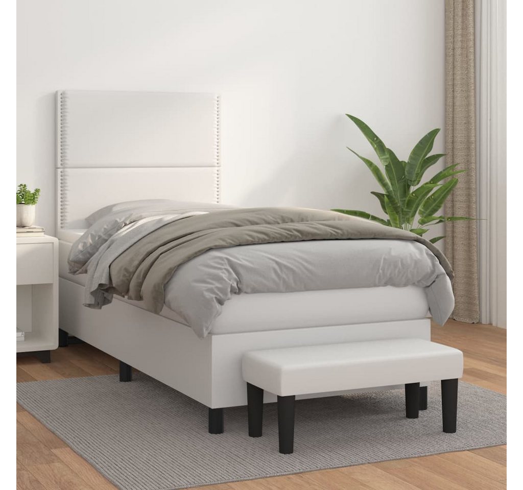 vidaXL Boxspringbett Boxspringbett mit Matratze und Fusshocker Kunstleder ( günstig online kaufen