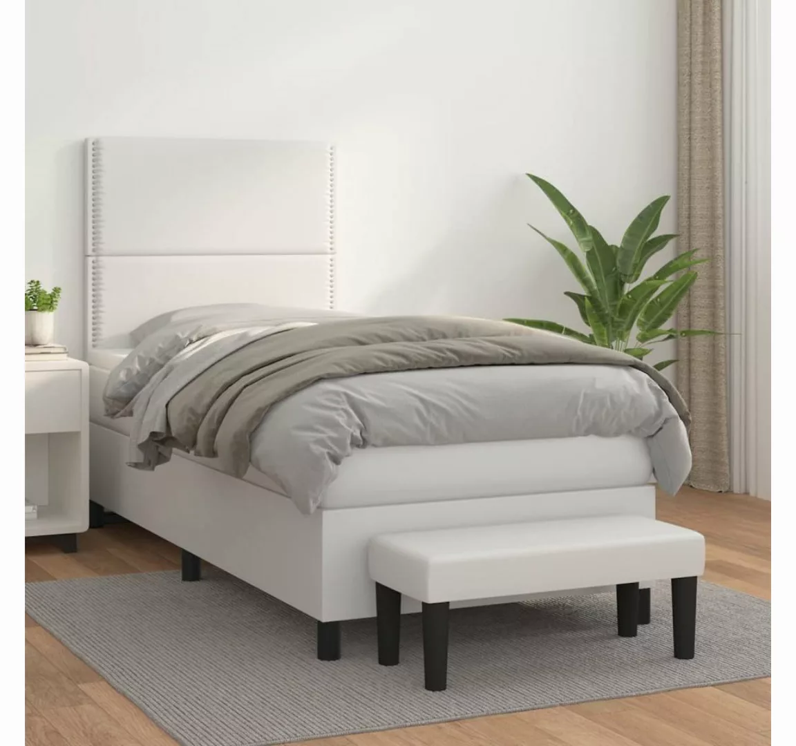 vidaXL Boxspringbett Boxspringbett mit Matratze und Fusshocker Kunstleder ( günstig online kaufen