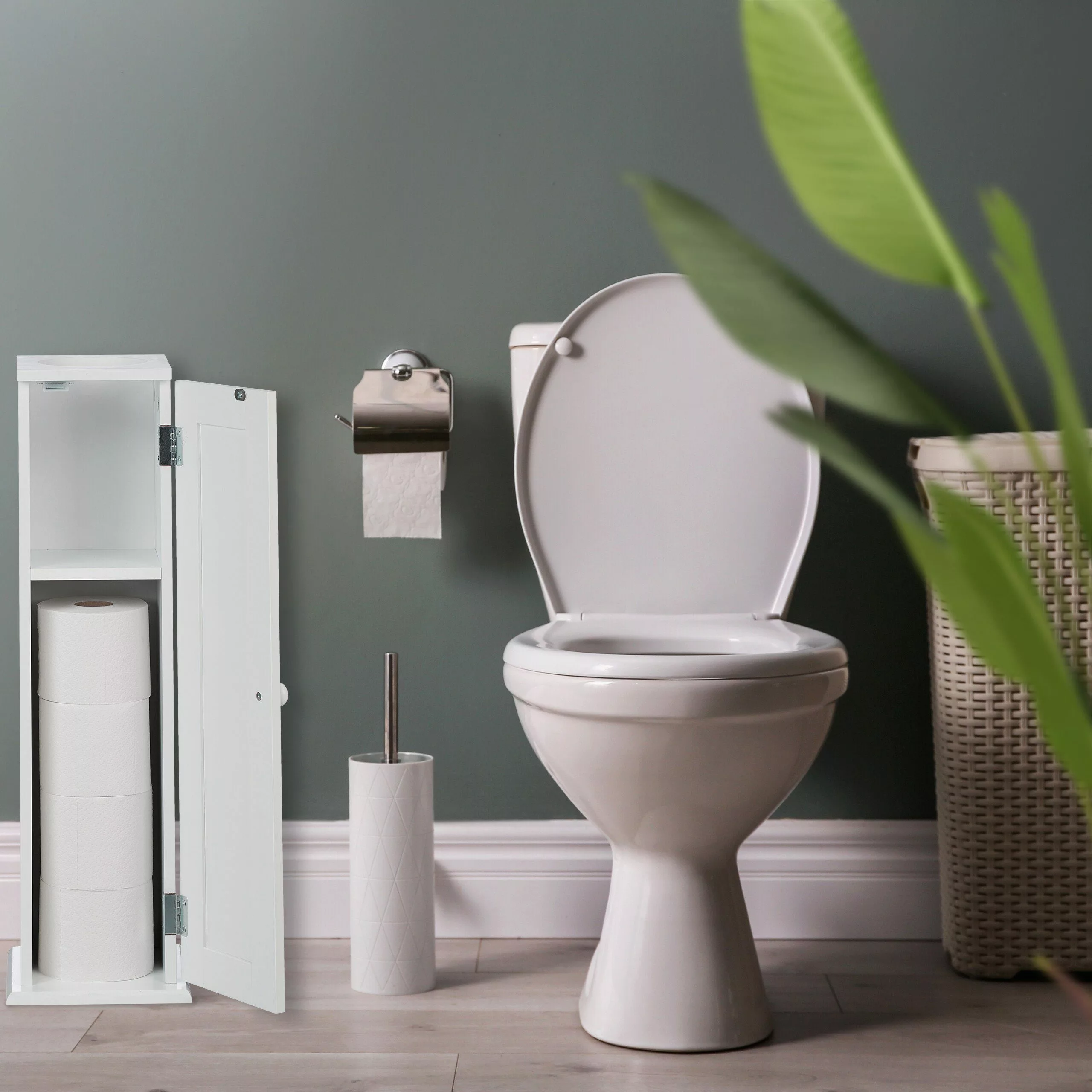 relaxdays Badregal Schmaler Toilettenschrank mit 2 günstig online kaufen