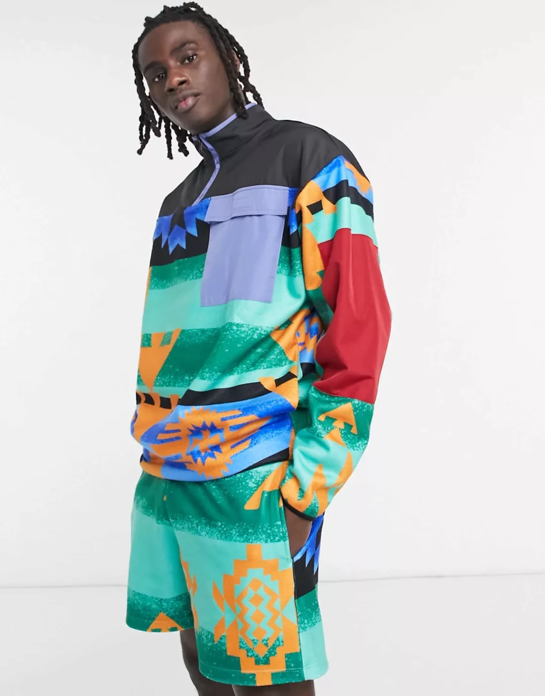 ASOS DESIGN – Oversize-Trainingsjacke aus Polarfleece mit Nylondetails und günstig online kaufen