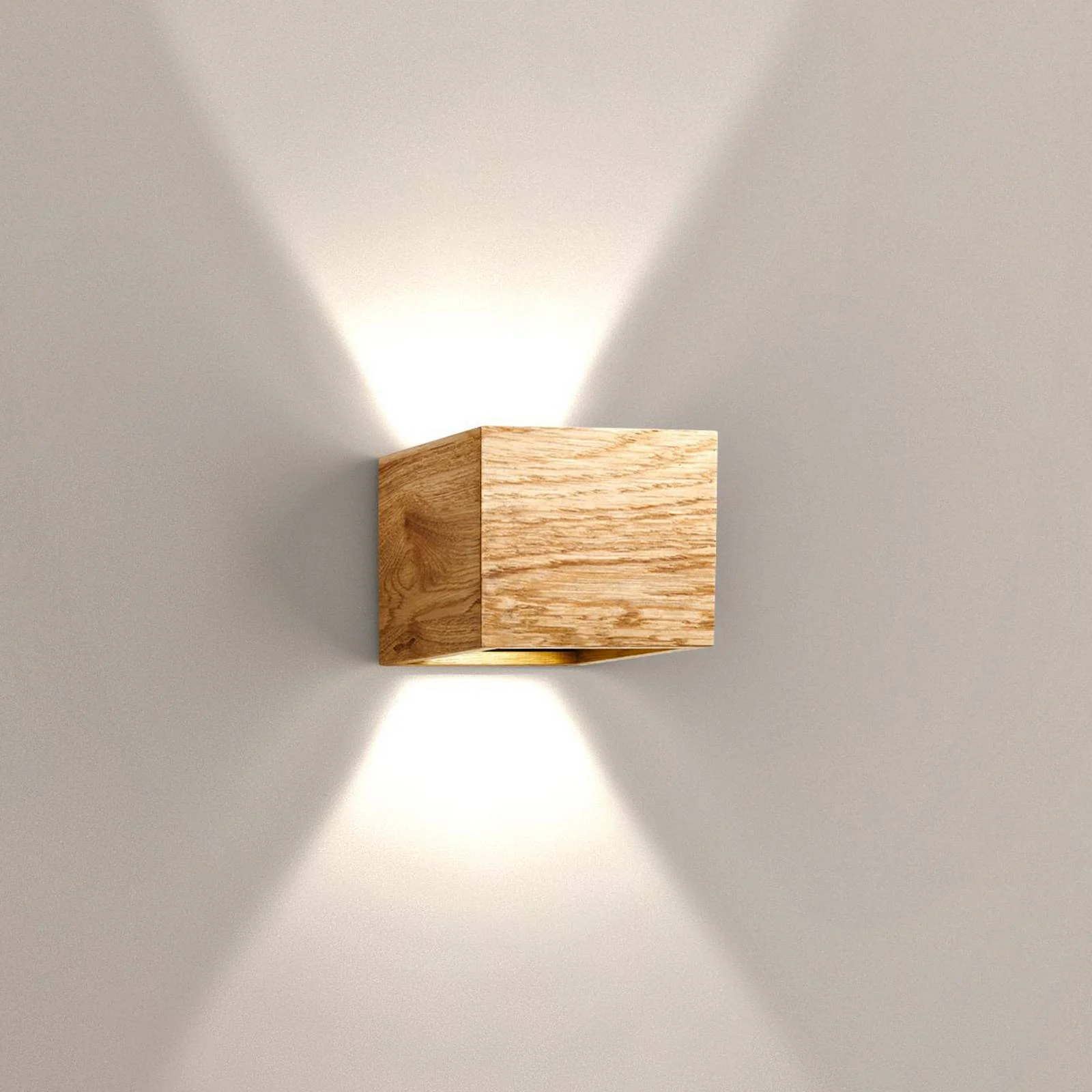 LED-Wandlampe Shine-Wood, Breite 13 cm, Eiche/schwarz, Holz günstig online kaufen