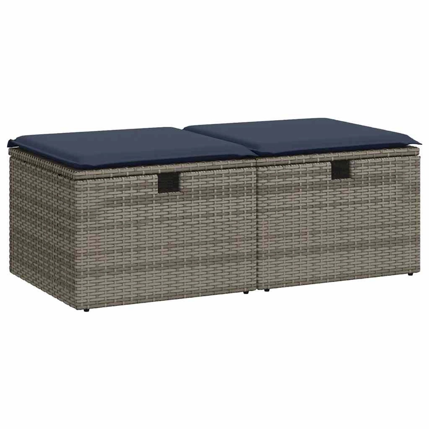 vidaXL 2-Tlg Garten-Sofagarnitur mit Kissen Grau Poly Rattan Akazie 3328674 günstig online kaufen
