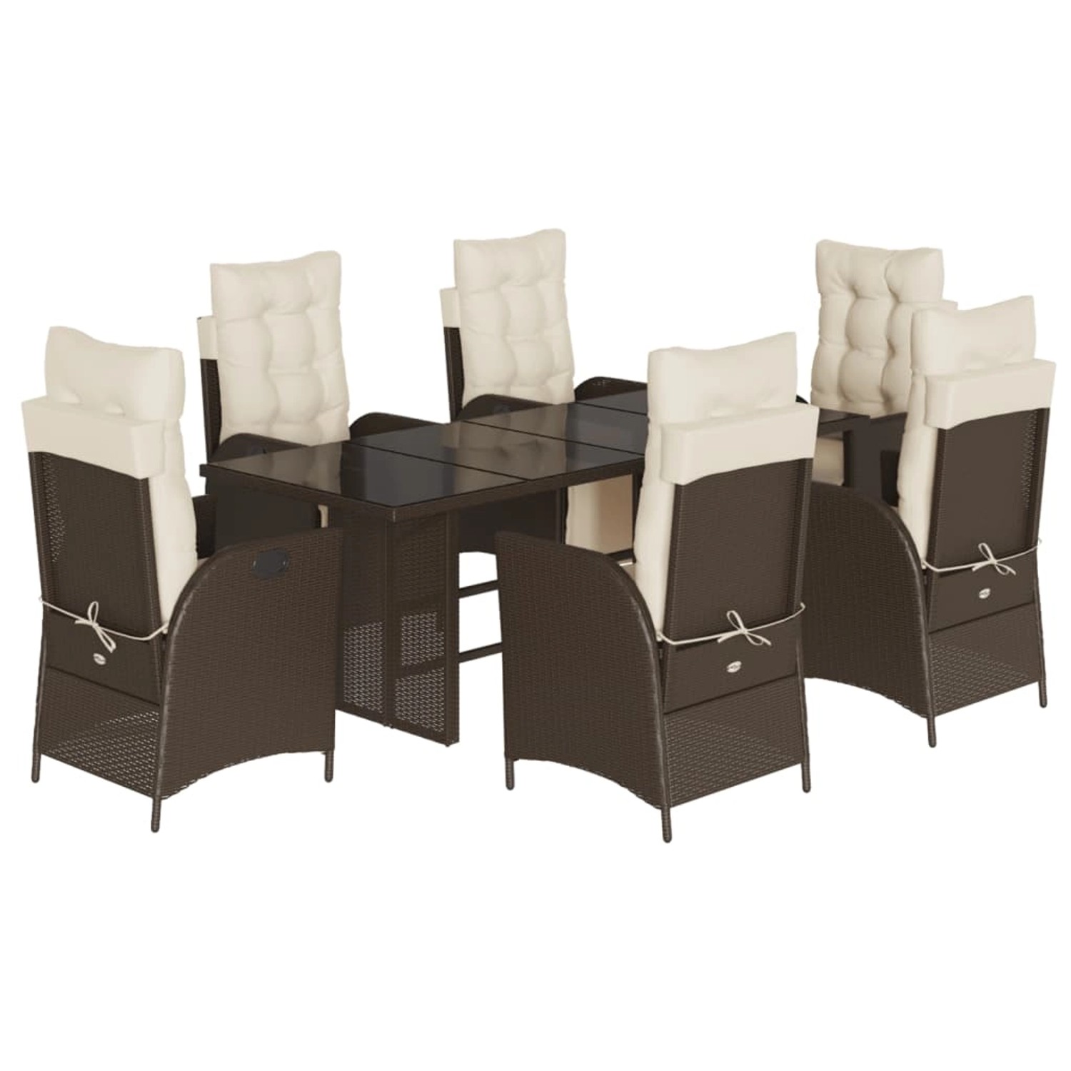 vidaXL 7-Tlg Garten-Essgruppe mit Kissen Braun Poly Rattan 3213354 günstig online kaufen