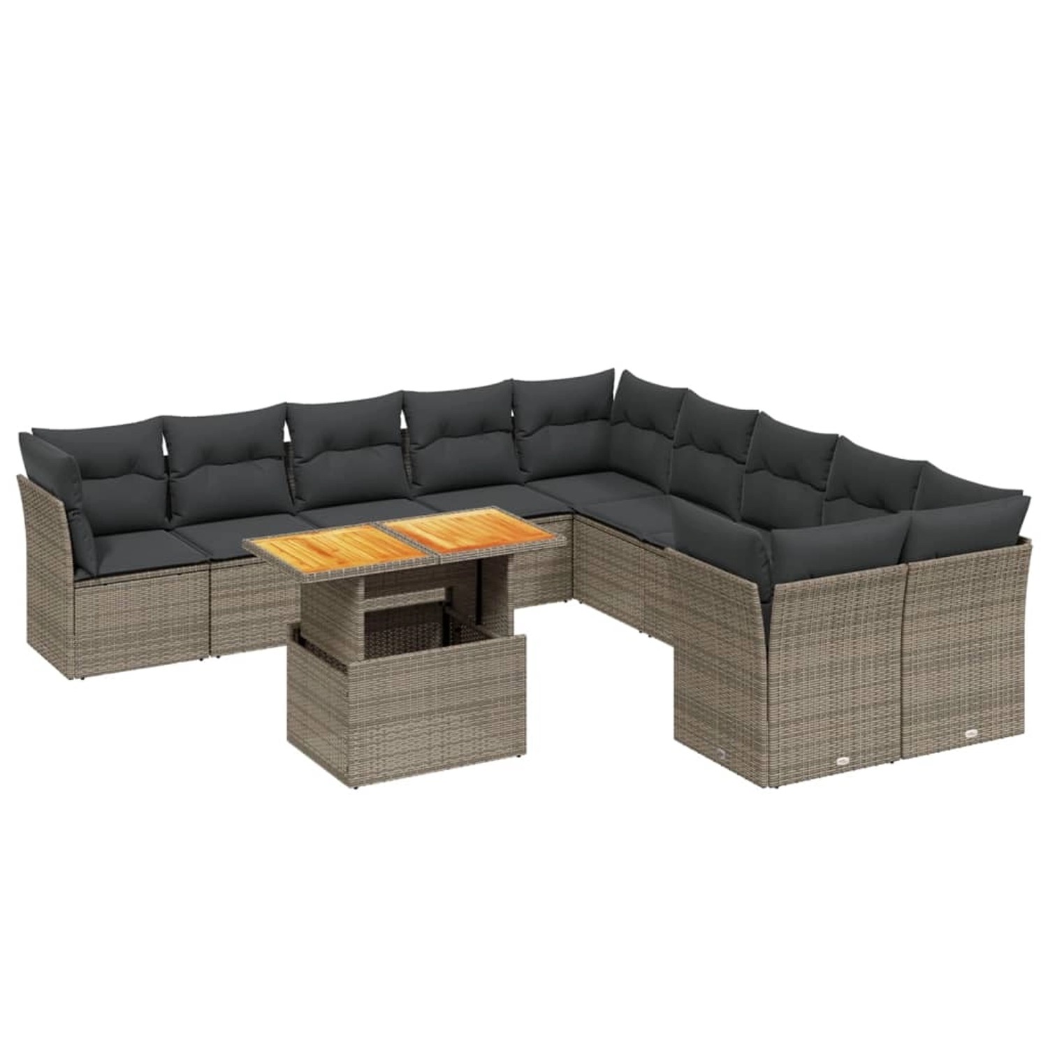 vidaXL 11-Tlg Garten-Sofagarnitur mit Kissen Grau Poly Rattan 3271046 günstig online kaufen