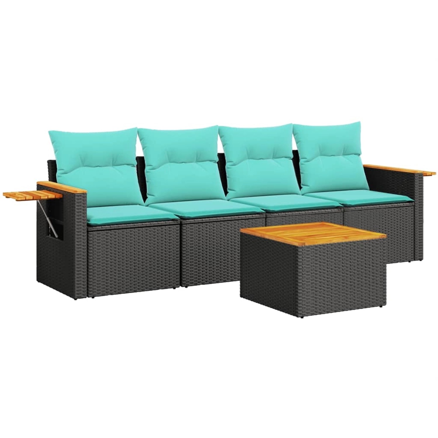 vidaXL 5-Tlg Garten-Sofagarnitur mit Kissen Schwarz Poly Rattan 3226617 günstig online kaufen