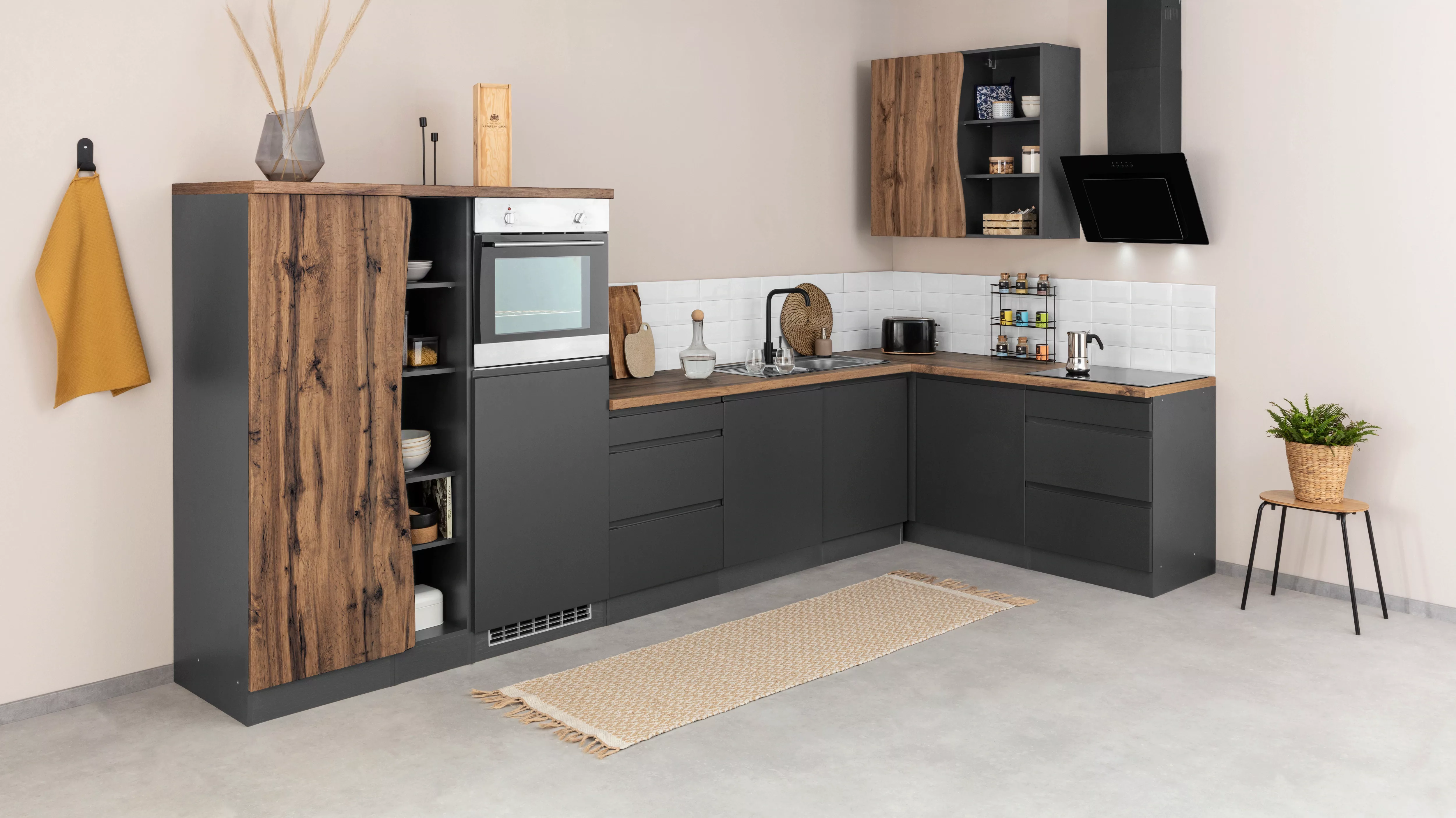 Kochstation Küche "KS-Bruneck", Stellbreite 380/180 cm breit, ohne E-Geräte günstig online kaufen