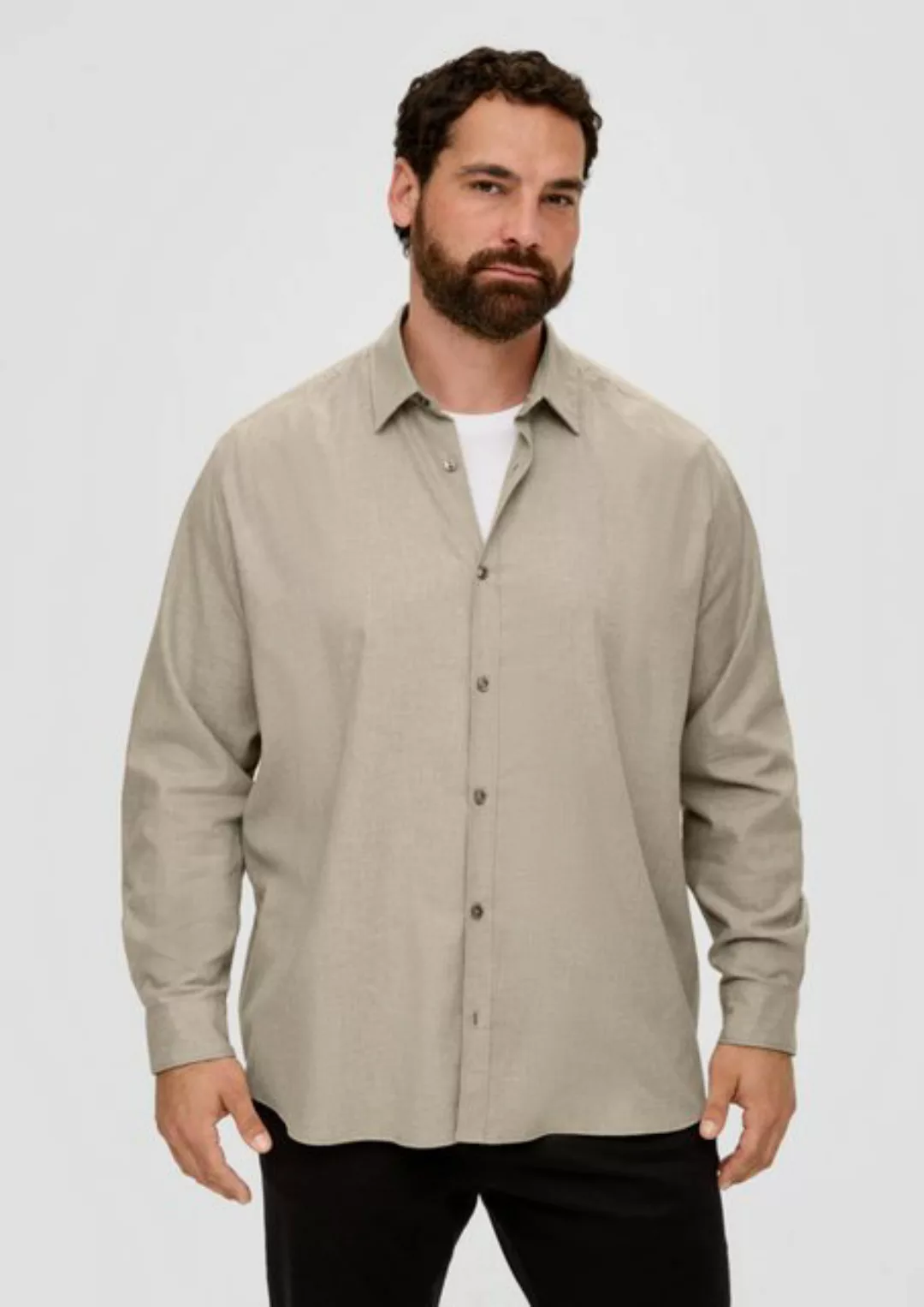 s.Oliver Langarmhemd Regular: Hemd aus Baumwolle günstig online kaufen