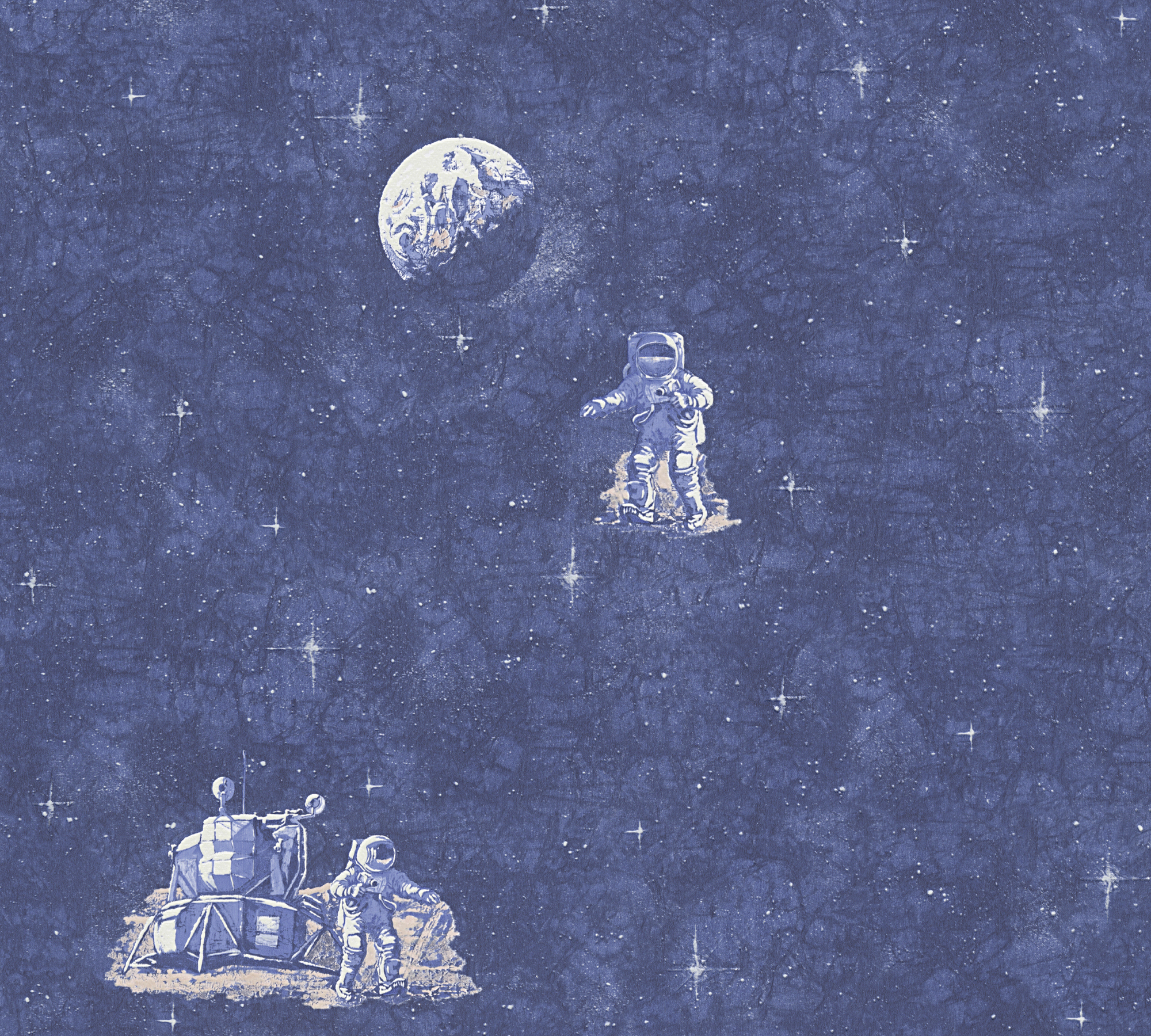 Bricoflor Astronauten Tapete Blau Papier Weltraumtapete für Kinderzimmer Bl günstig online kaufen