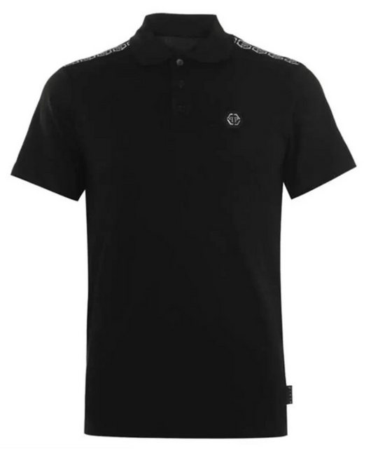 Philip Plein Poloshirt Polohemd mit Tape Streifen PP Hexagon Leder-Patch Sl günstig online kaufen