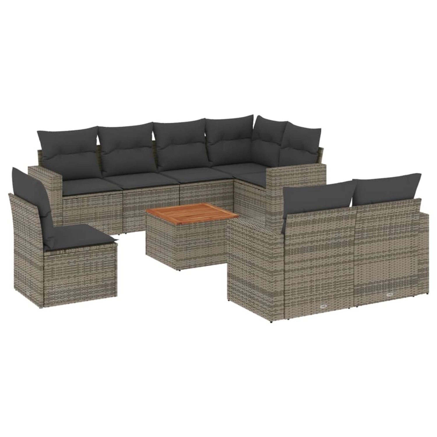 vidaXL 9-Tlg Garten-Sofagarnitur mit Kissen Grau Poly Rattan 3224219 günstig online kaufen